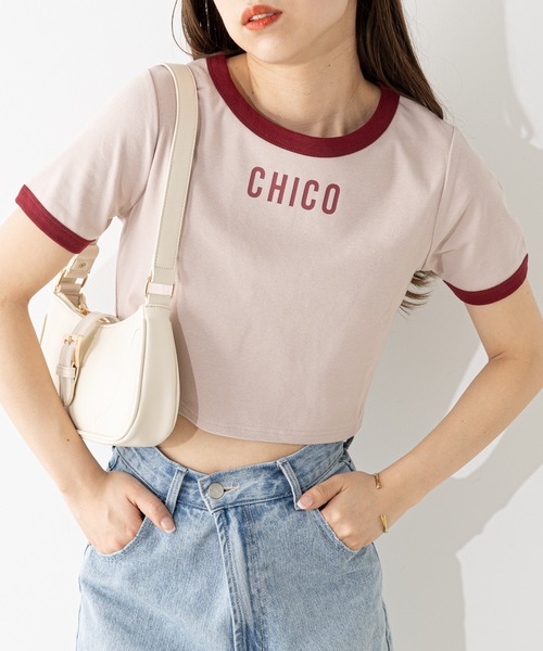 セール】リンガー配色ロゴプリントT（Tシャツ/カットソー）｜Chico