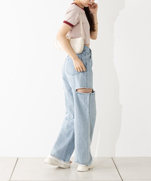 Chico（チコ）の「リンガー配色ロゴプリントT（Tシャツ/カットソー・レディース・ブルー/ブラック/ホワイト/ピンク・FREE）」の21枚目の写真