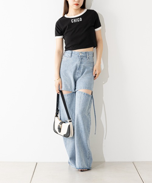 セール】リンガー配色ロゴプリントT（Tシャツ/カットソー