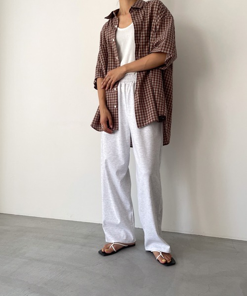 CANAL JEAN（キャナルジーン）の「choice_cnl　チェック半袖シャツ（シャツ/ブラウス・レディース・ブルー/ベージュ・ONE SIZE）」の8枚目の写真