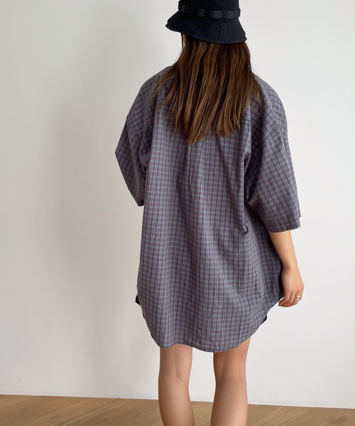 CANAL JEAN（キャナルジーン）の「choice_cnl　チェック半袖シャツ（シャツ/ブラウス・レディース・ブルー/ベージュ・ONE SIZE）」の10枚目の写真