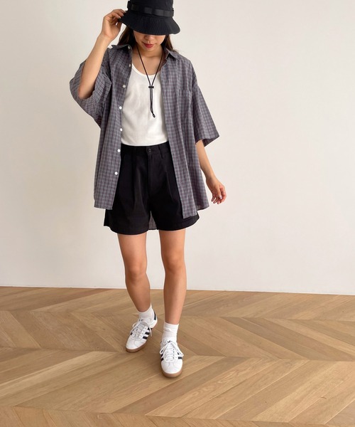 CANAL JEAN（キャナルジーン）の「choice_cnl　チェック半袖シャツ（シャツ/ブラウス・レディース・ブルー/ベージュ・ONE SIZE）」の12枚目の写真