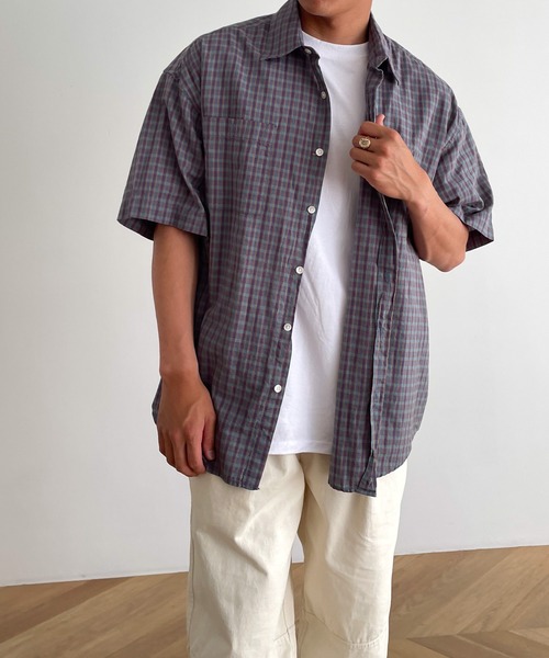 CANAL JEAN（キャナルジーン）の「choice_cnl　チェック半袖シャツ（シャツ/ブラウス・レディース・ブルー/ベージュ・ONE SIZE）」の19枚目の写真