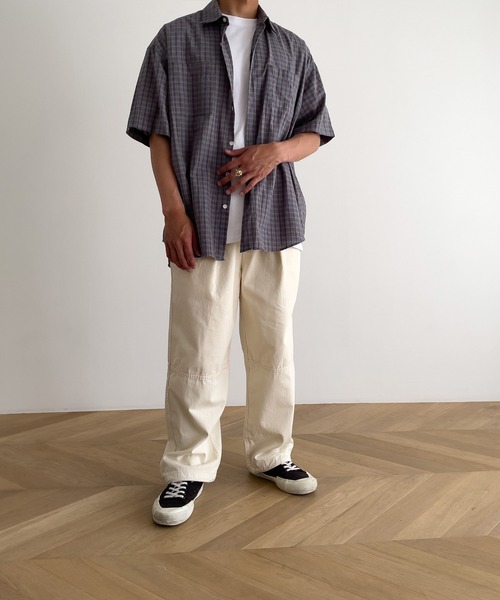 CANAL JEAN（キャナルジーン）の「choice_cnl　チェック半袖シャツ（シャツ/ブラウス・レディース・ブルー/ベージュ・ONE SIZE）」の5枚目の写真