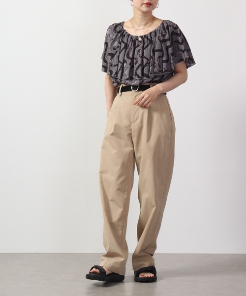 lil nina（リルニーナ）の「lil nina レーヨンフレックススラブ　フリルブラウス プリント（シャツ/ブラウス・レディース・グレー系その他/ブルー系/オレンジ系・FREE）」の11枚目の写真