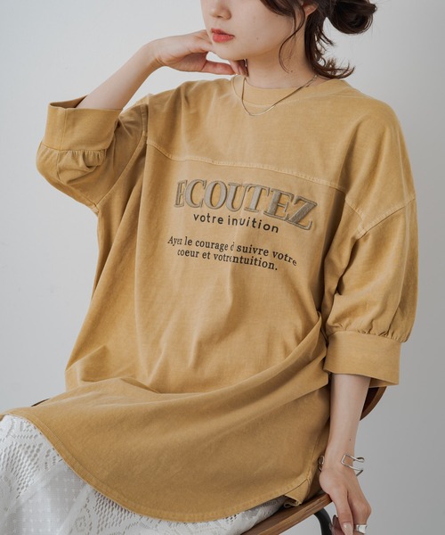 PUAL CE CIN（ピュアルセシン）の「【WEB限定】シリコン刺繍Tシャツ（Tシャツ/カットソー・レディース・イエロー/オレンジ/チャコール/ベージュ・FREE）」の11枚目の写真