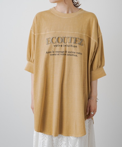 PUAL CE CIN（ピュアルセシン）の「【WEB限定】シリコン刺繍Tシャツ（Tシャツ/カットソー・レディース・イエロー/オレンジ/チャコール/ベージュ・FREE）」の6枚目の写真