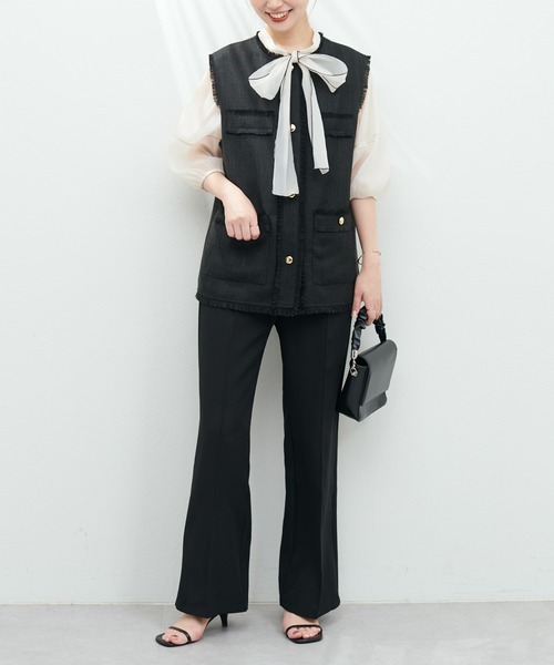 natural couture（ナチュラルクチュール）の「osonoハイウエスト美フレアパンツ（スラックス・レディース・ブラック/モカ/その他1・SMALL/MEDIUM/LARGE）」の13枚目の写真