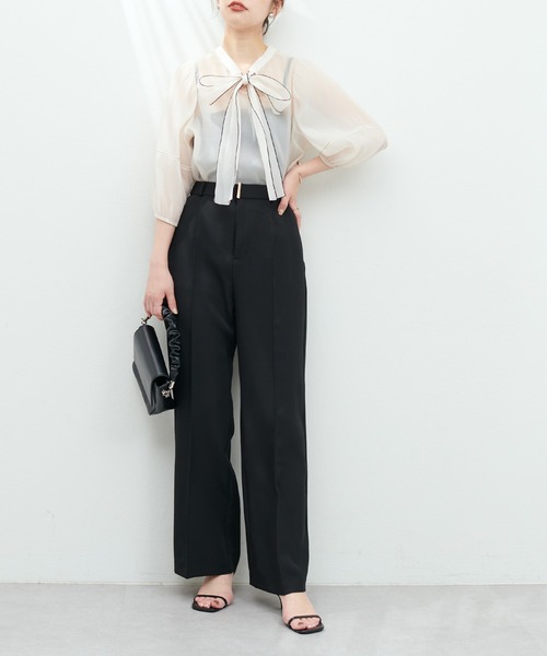 natural couture（ナチュラルクチュール）の「osonoハイウエスト美フレアパンツ（スラックス・レディース・ブラック/モカ/その他1・SMALL/MEDIUM/LARGE）」の11枚目の写真