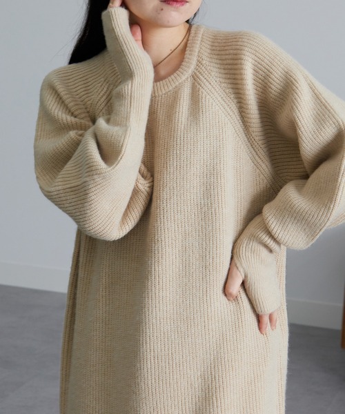 RANAN(ラナン)の「パール調ボタンリブニットワンピース(ワンピース・レディース・ブルー/ブラック/ベージュ・L/LL/M)」の18枚目の写真