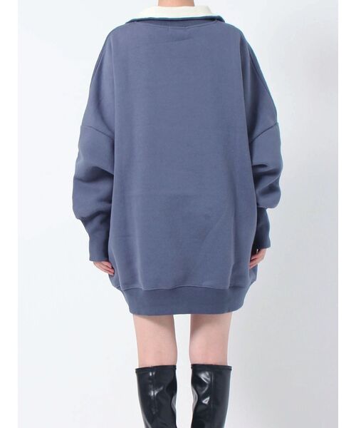 EVRIS(エヴリス)の「【WEB限定】裏起毛バイカラーハーフジップミニワンピース(スウェット・レディース・ブラック/グレー/ネイビー・FREE)」の6枚目の写真