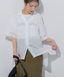 VICKY | 【夏らしい爽やかなストライプ柄】オープンカラーブラウス《手洗い可能》(シャツ/ブラウス)