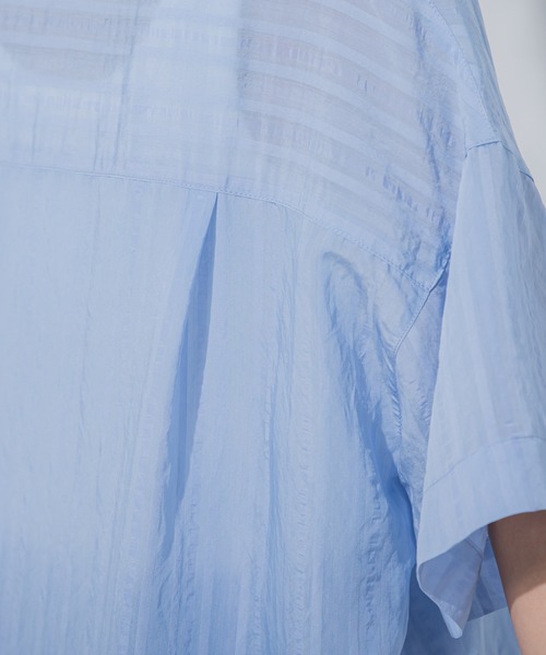 VICKY(ビッキー)の「【夏らしい爽やかなストライプ柄】オープンカラーブラウス《手洗い可能》(シャツ/ブラウス・レディース・イエロー/ホワイト/ブラック/ブルー・M)」の19枚目の写真