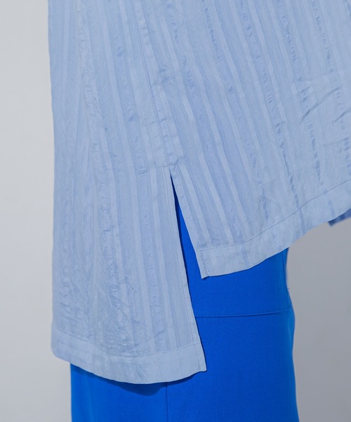 VICKY(ビッキー)の「【夏らしい爽やかなストライプ柄】オープンカラーブラウス《手洗い可能》(シャツ/ブラウス・レディース・イエロー/ホワイト/ブラック/ブルー・M)」の22枚目の写真