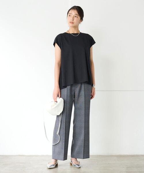 green label relaxing（グリーンレーベルリラクシング）の「バックペプラム フレンチスリーブ プルオーバー カットソー（Tシャツ/カットソー・レディース・ブラック/オフホワイト/ケリー/その他1・FREE）」の7枚目の写真