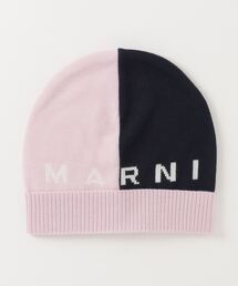 MARNI(マルニ)Kids & Junior ウールブレンドブランドロゴバイカラーニット帽子