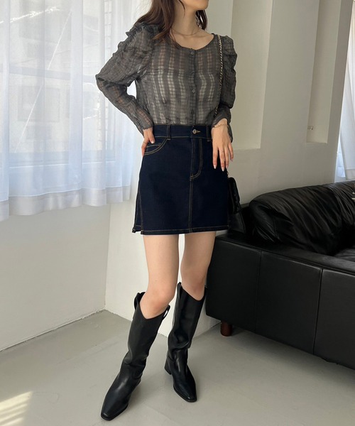 セール】前後2WAYパフスリーブシアーブラウス（シャツ/ブラウス）｜one