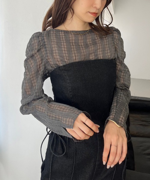 セール】前後2WAYパフスリーブシアーブラウス（シャツ/ブラウス）｜one