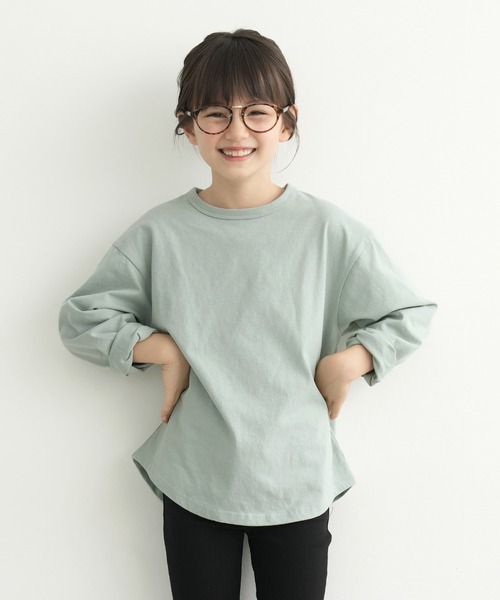 coca（coca）（コカ）の「キッズ ゆるシルエット長袖無地Tシャツ（Tシャツ/カットソー・キッズ・ブラウン/ラベンダー/アイボリー/ライトブルー・100/110/120/130/140）」の4枚目の写真