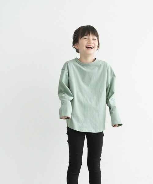 coca（coca）（コカ）の「キッズ ゆるシルエット長袖無地Tシャツ（Tシャツ/カットソー・キッズ・ブラウン/ラベンダー/アイボリー/ライトブルー・100/110/120/130/140）」の8枚目の写真