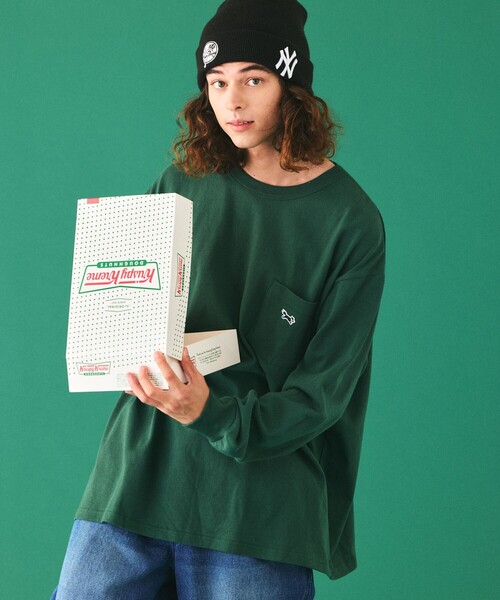 TOWNCRAFT(タウンクラフト)の「TOWN CRAFT/タウンクラフト 別注 ワンポイントクルーネック ロングスリーブ ポケットTシャツ(Tシャツ/カットソー・メンズ・アッシュグレー/ホワイト/ブラック/グリーン・SMALL/MEDIUM/LARGE)」の4枚目の写真