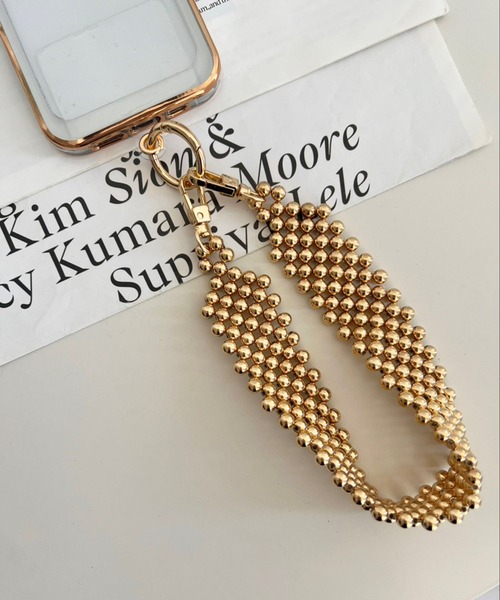 Me%（ミィパーセント）の「【ストラップシート付き】フラットアミハンドルストラップ  972650（スマホグッズ・レディース・シルバー/ゴールド/アイボリー・FREE）」の4枚目の写真