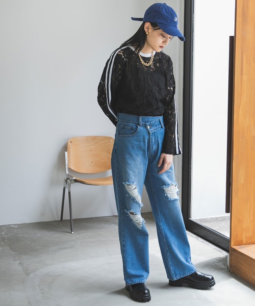 bohmal(ボマール)の「ウエストデザインダメージデニム(デニムパンツ・レディース・ブラック/ブルー/インディゴブルー・LARGE/SMALL/MEDIUM)」の19枚目の写真