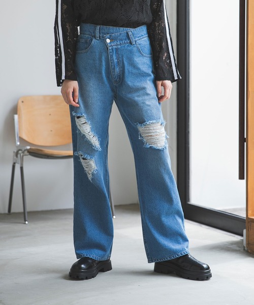 bohmal(ボマール)の「ウエストデザインダメージデニム(デニムパンツ・レディース・ブラック/ブルー/インディゴブルー・LARGE/SMALL/MEDIUM)」の22枚目の写真