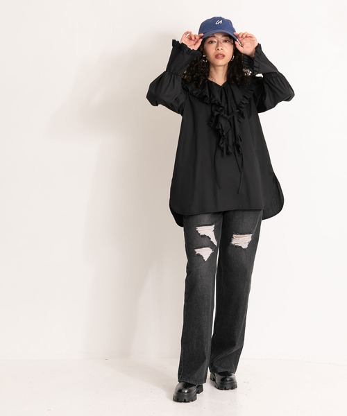 bohmal(ボマール)の「ウエストデザインダメージデニム(デニムパンツ・レディース・ブラック/ブルー/インディゴブルー・LARGE/SMALL/MEDIUM)」の8枚目の写真