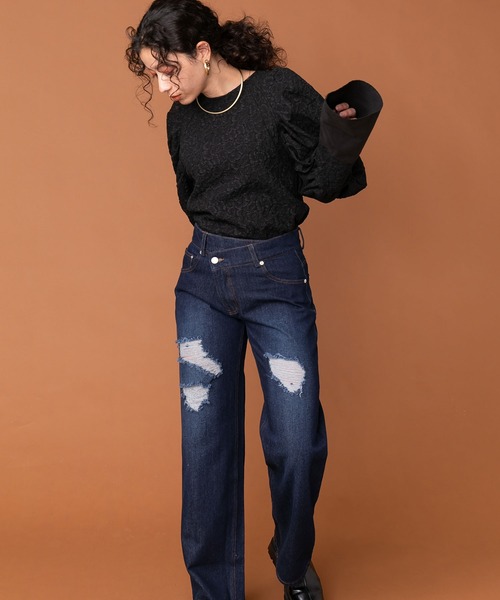 bohmal(ボマール)の「ウエストデザインダメージデニム(デニムパンツ・レディース・ブラック/ブルー/インディゴブルー・LARGE/SMALL/MEDIUM)」の15枚目の写真