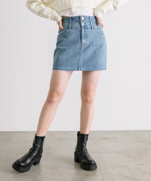 OLIVE des OLIVE(オリーブデオリーブ)の「キラキラビジューミニスカート 1032010110(デニムスカート・レディース・ブルー・FREE)」の6枚目の写真