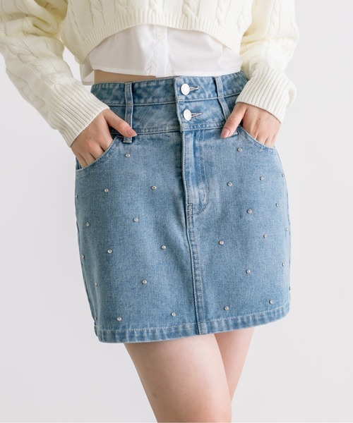 OLIVE des OLIVE(オリーブデオリーブ)の「キラキラビジューミニスカート 1032010110(デニムスカート・レディース・ブルー・FREE)」の9枚目の写真
