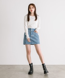 【オリーブ デ オリーブ】レディース デニム ミニ 巻きスカート フリーサイズ OLIVE des OLIVE（オリーブデオリーブ）の「デニムミニスカート