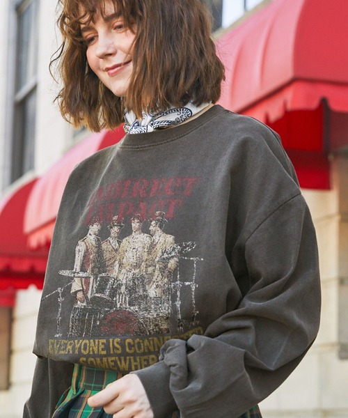 MONO-MART LADY'S(モノマートレディース)の「ヴィンテージライクピグメントビックロンT(Tシャツ/カットソー・レディース・スミクロ/アイボリー系1/ブラウン/アイボリー系2/ブラック系1/ブラック系2/ネイビー/アイボリー/ブラウン系2/ブラウン系3/ブラック系3・FREE)」の4枚目の写真