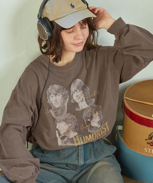 MONO-MART LADY'S(モノマートレディース)の「ヴィンテージライクピグメントビックロンT(Tシャツ/カットソー・レディース・スミクロ/アイボリー系1/ブラウン/アイボリー系2/ブラック系1/ブラック系2/ネイビー/アイボリー/ブラウン系2/ブラウン系3/ブラック系3・FREE)」の8枚目の写真