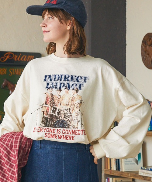 MONO-MART LADY'S(モノマートレディース)の「ヴィンテージライクピグメントビックロンT(Tシャツ/カットソー・レディース・スミクロ/アイボリー系1/ブラウン/アイボリー系2/ブラック系1/ブラック系2/ネイビー/アイボリー/ブラウン系2/ブラウン系3/ブラック系3・FREE)」の9枚目の写真