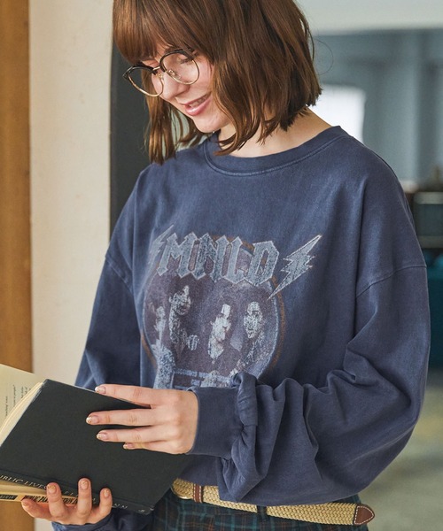 MONO-MART LADY'S(モノマートレディース)の「ヴィンテージライクピグメントビックロンT(Tシャツ/カットソー・レディース・スミクロ/アイボリー系1/ブラウン/アイボリー系2/ブラック系1/ブラック系2/ネイビー/アイボリー/ブラウン系2/ブラウン系3/ブラック系3・FREE)」の11枚目の写真