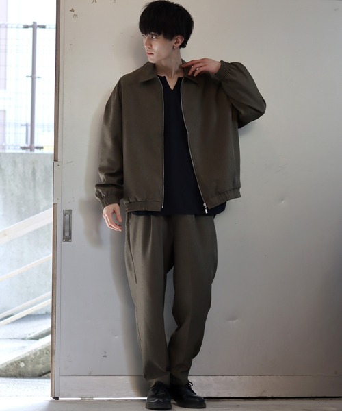 セール】polyester tropical zip blouson/ポリトロ ジップブルゾン