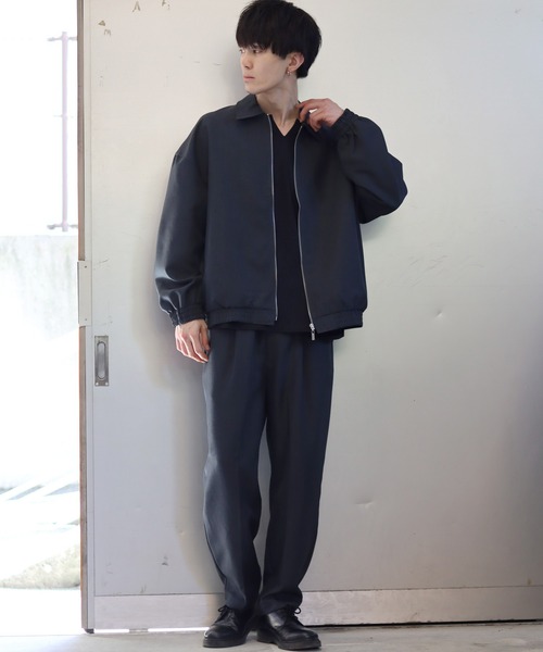 セール】polyester tropical zip blouson/ポリトロ ジップブルゾン