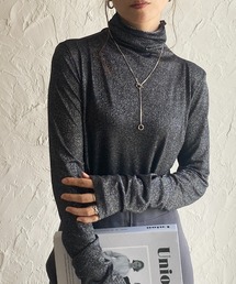 She's Closet（シーズクローゼット）の「メロウハイネック長袖グリッターラメトップス（Tシャツ/カットソー）」