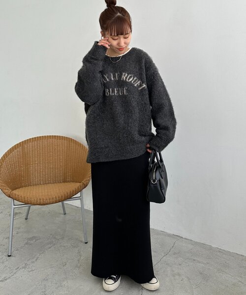 DISCOAT（ディスコート）の「【WEB限定】ダブルジャガードアーチロゴニット《ユニセックス》（ニット/セーター・レディース・ブラウン/ベージュ/チャコールグレー・FREE）」の7枚目の写真