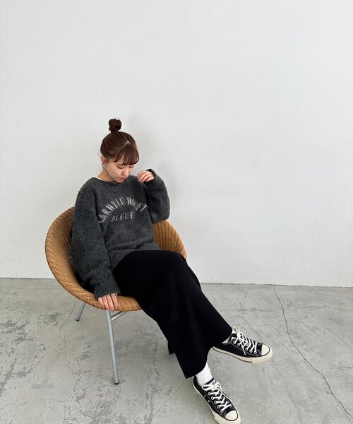 DISCOAT（ディスコート）の「【WEB限定】ダブルジャガードアーチロゴニット《ユニセックス》（ニット/セーター・レディース・ブラウン/ベージュ/チャコールグレー・FREE）」の12枚目の写真