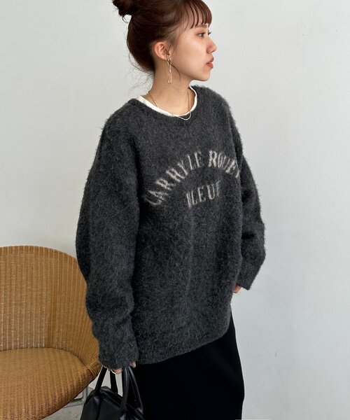 DISCOAT（ディスコート）の「【WEB限定】ダブルジャガードアーチロゴニット《ユニセックス》（ニット/セーター・レディース・ブラウン/ベージュ/チャコールグレー・FREE）」の18枚目の写真