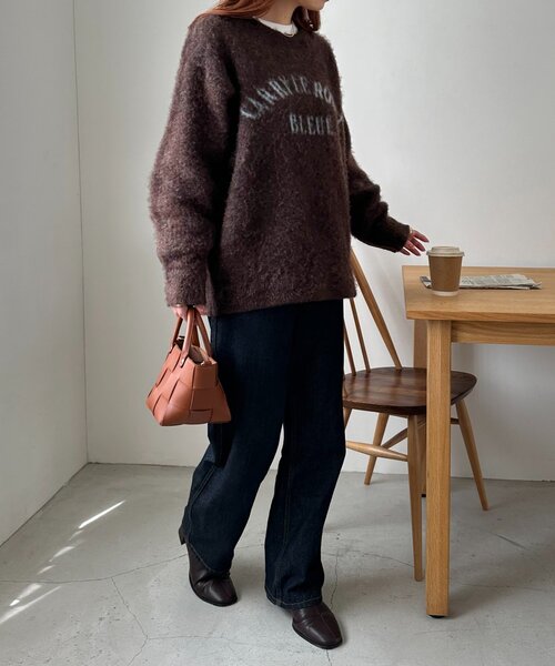 DISCOAT（ディスコート）の「【WEB限定】ダブルジャガードアーチロゴニット《ユニセックス》（ニット/セーター・レディース・ブラウン/ベージュ/チャコールグレー・FREE）」の19枚目の写真