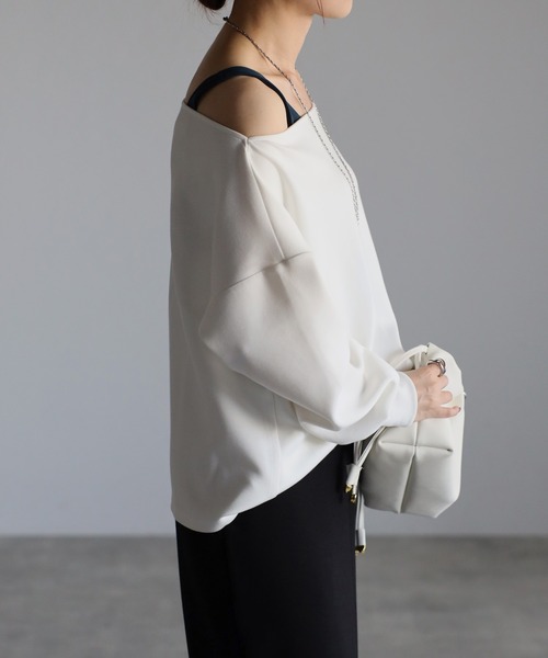 Bonjour Sagan（ボンジュールサガン）の「オフショルリブ袖カットソー（Tシャツ/カットソー・レディース・ホワイト/ブラウン/ブラック・FREE）」の12枚目の写真