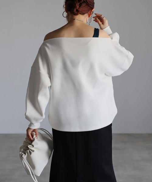 Bonjour Sagan（ボンジュールサガン）の「オフショルリブ袖カットソー（Tシャツ/カットソー・レディース・ホワイト/ブラウン/ブラック・FREE）」の13枚目の写真