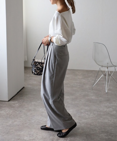 Bonjour Sagan（ボンジュールサガン）の「オフショルリブ袖カットソー（Tシャツ/カットソー・レディース・ホワイト/ブラウン/ブラック・FREE）」の6枚目の写真