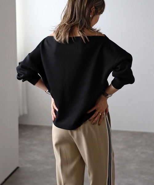 Bonjour Sagan（ボンジュールサガン）の「オフショルリブ袖カットソー（Tシャツ/カットソー・レディース・ホワイト/ブラウン/ブラック・FREE）」の18枚目の写真