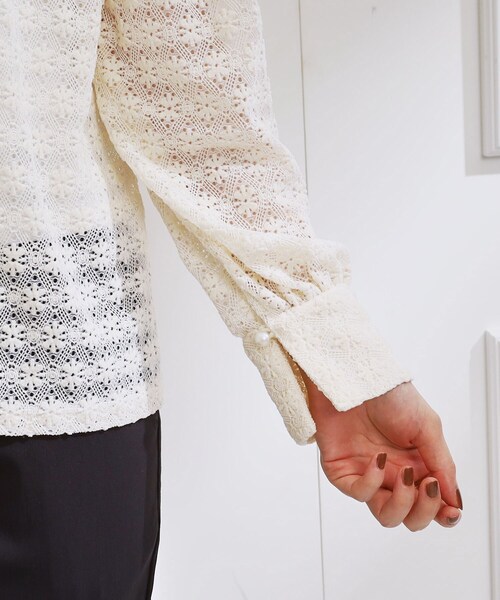 couture brooch（クチュールブローチ）の「◆モールレース前後2wayブラウス（シャツ/ブラウス・レディース・アイボリー・38/42）」の8枚目の写真