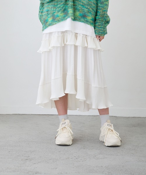 Loco Ocean（ロコオーシャン）の「プリーツロング丈ティアードスカート（スカート・レディース・ブラック/ホワイト・FREE）」の3枚目の写真